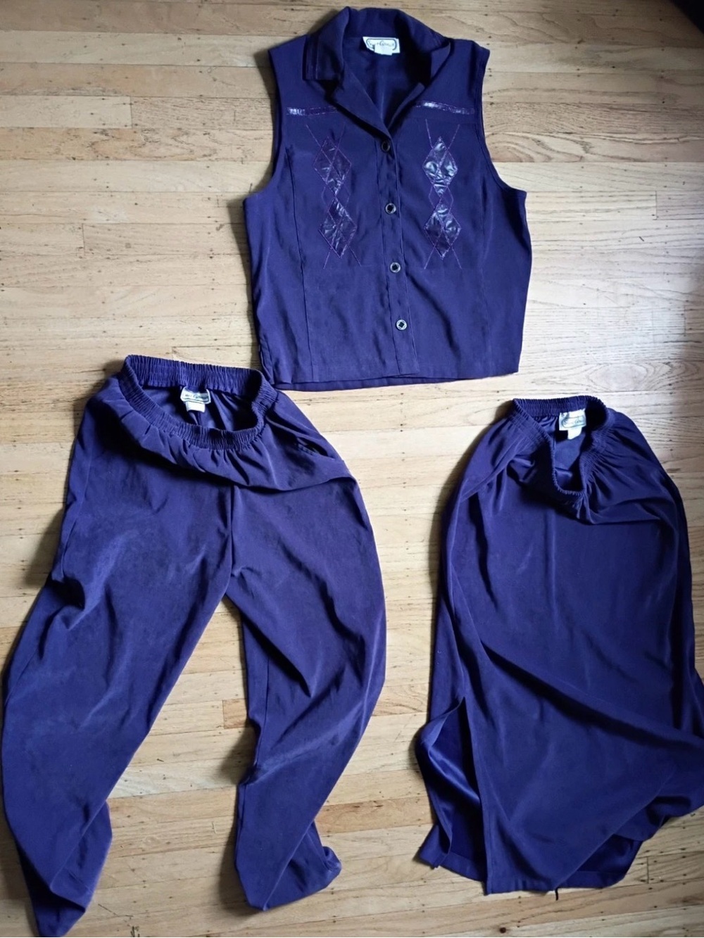 Women's Purple Sleeveless Button Vest and Pants Set by Saint Germain